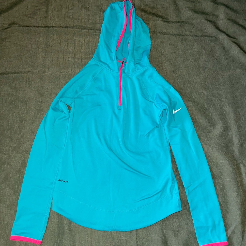 Nike Pro Girls Size L Dri Fit 1/4 Zip Fleece Hoodie